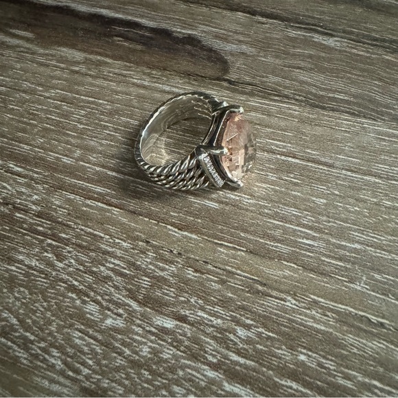David Yurman Wheaton Morganite Diamond Ring In Sterling Silver - Picture 3 of 6